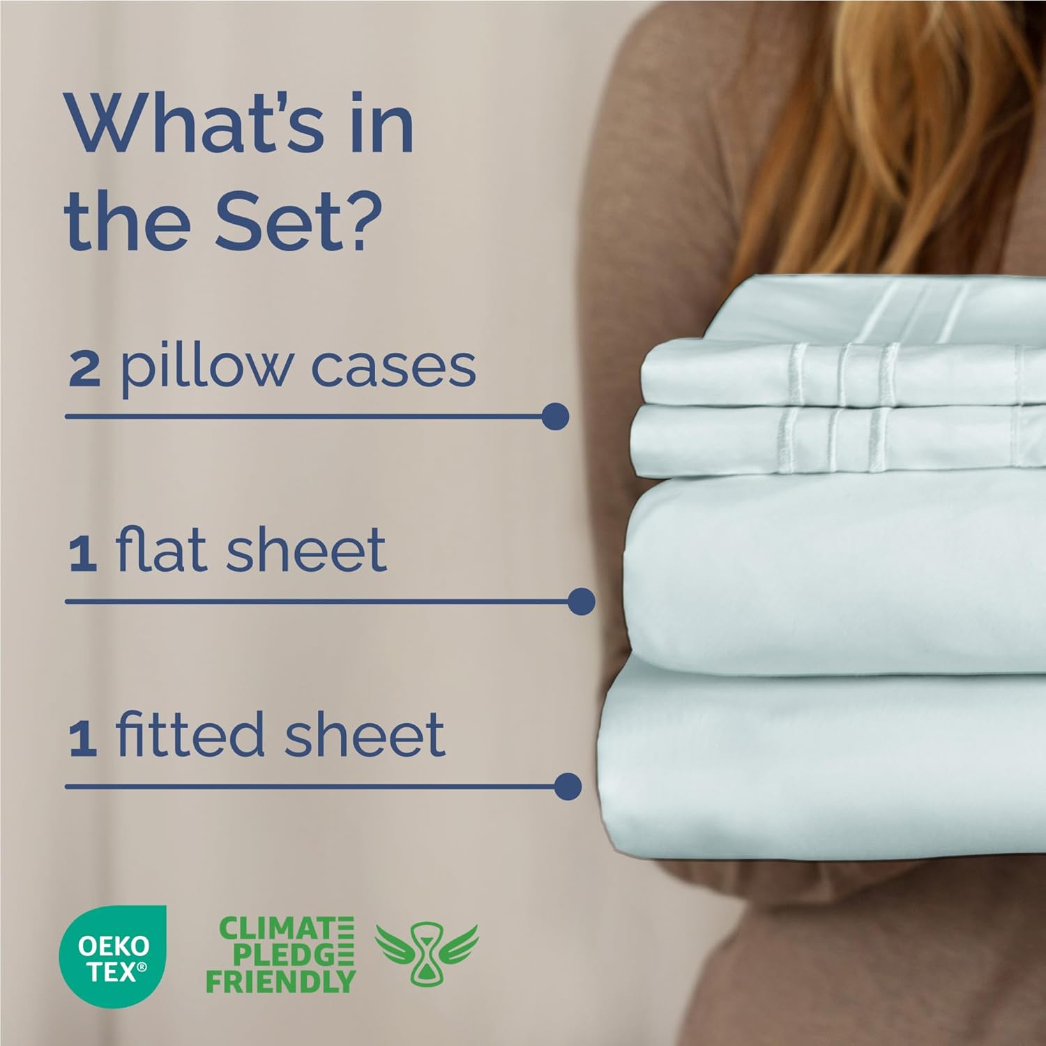 Full Size 4 Piece Sheet Set - Comfy Breathable & Cooling Bed Sheets Set - Hotel Luxury Bedding for Women, Men, Kids, Teens, Boys & Girls - Deep Pockets, Ultra-Soft, Wrinkle Free - Oeko-Tex - Ice Blue 23 - Ice Blue Full