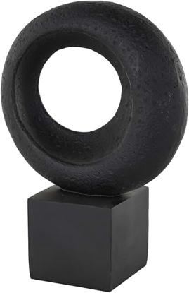 (broken)Cole And Grey Polystone Textured Cutout Ring Geometric Sculpture With Block Base