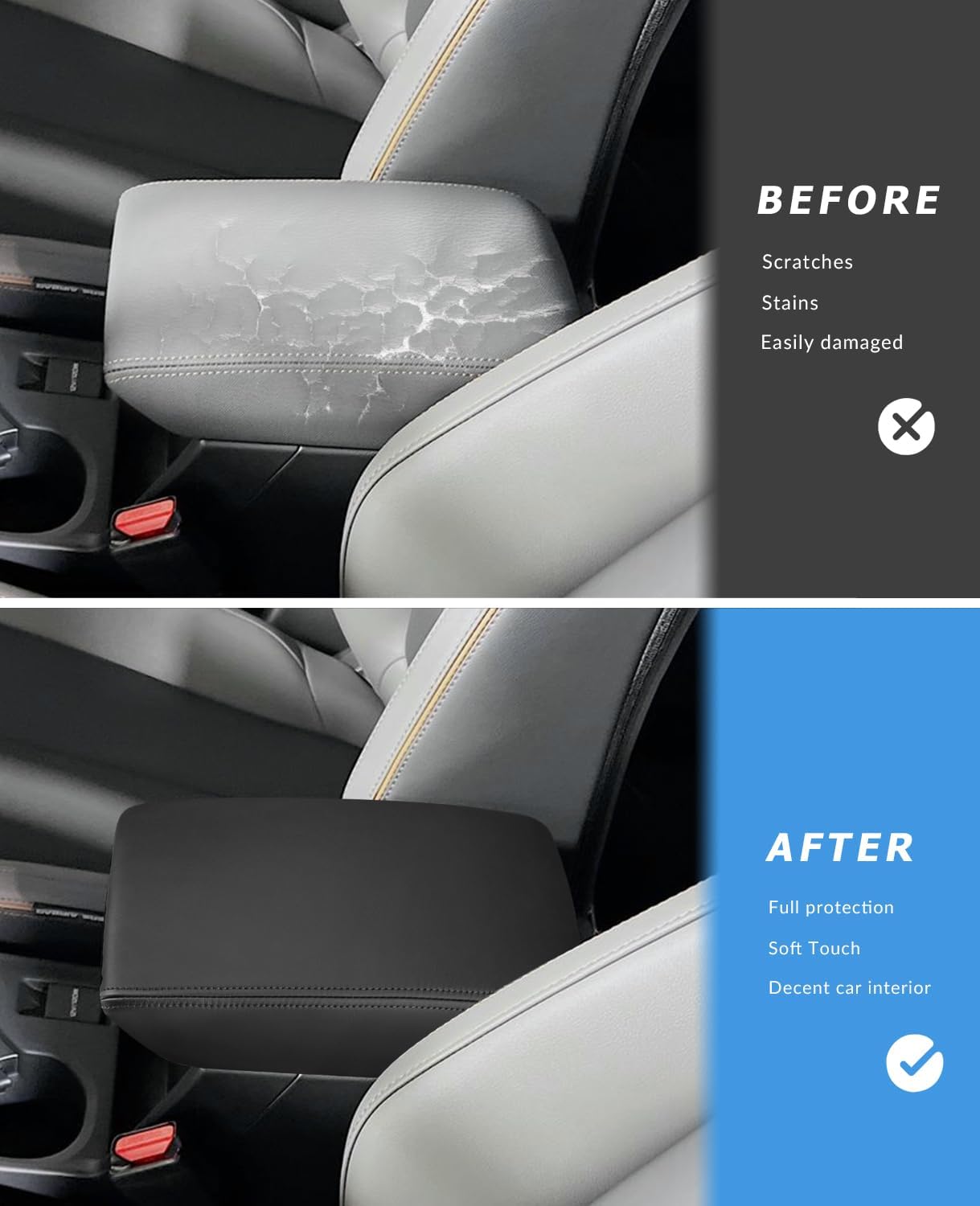 INTGET Center Console Cover for 2025 2026 Subaru Forester Accessories Leather Car Armrest Arm Rest Box Lid Middle Console Seat Cover Protector (Black Stitches, 2025+) 2025+ Black Stitches