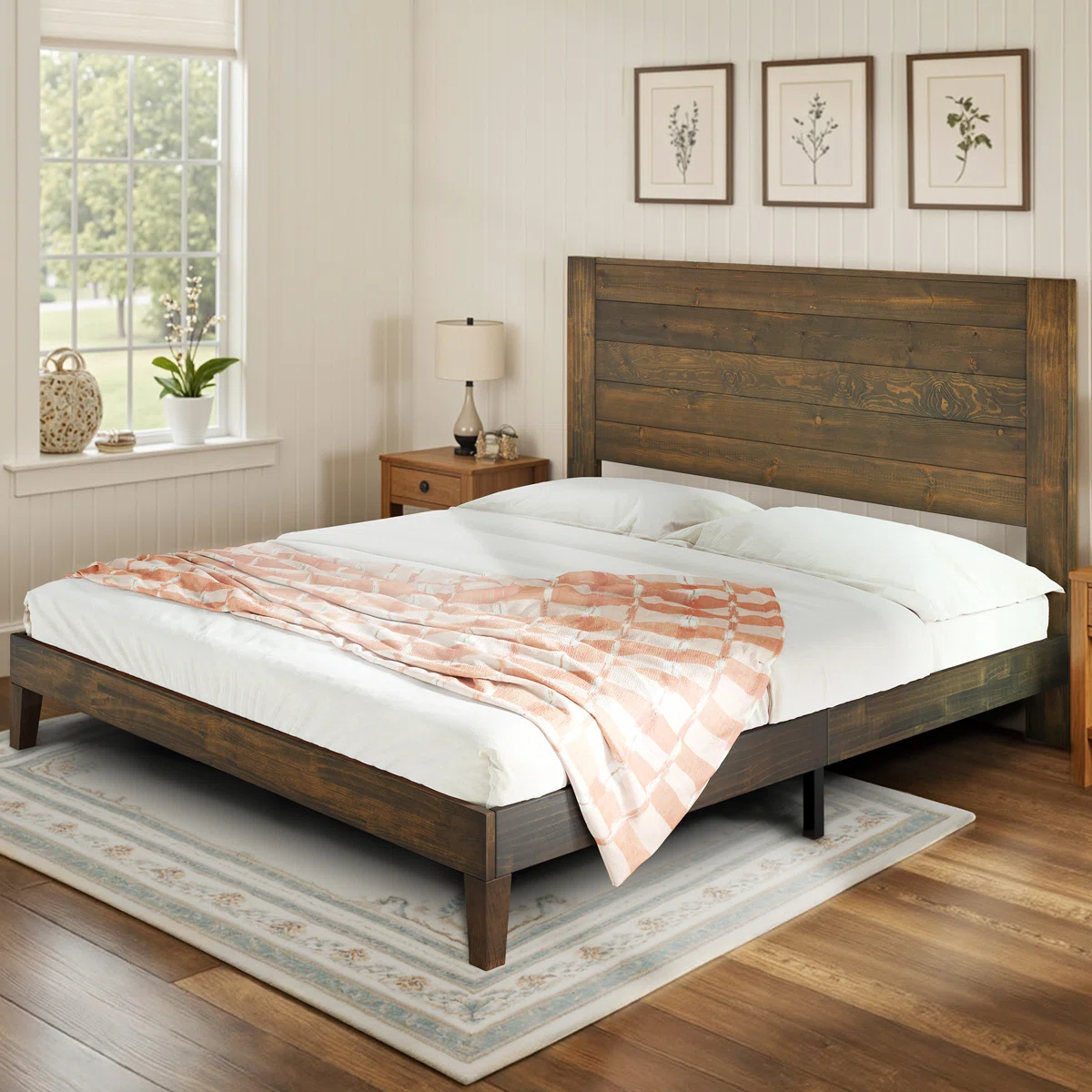 Bilal Solid Wood Platform Bed Frame With 48.6'' Headboard