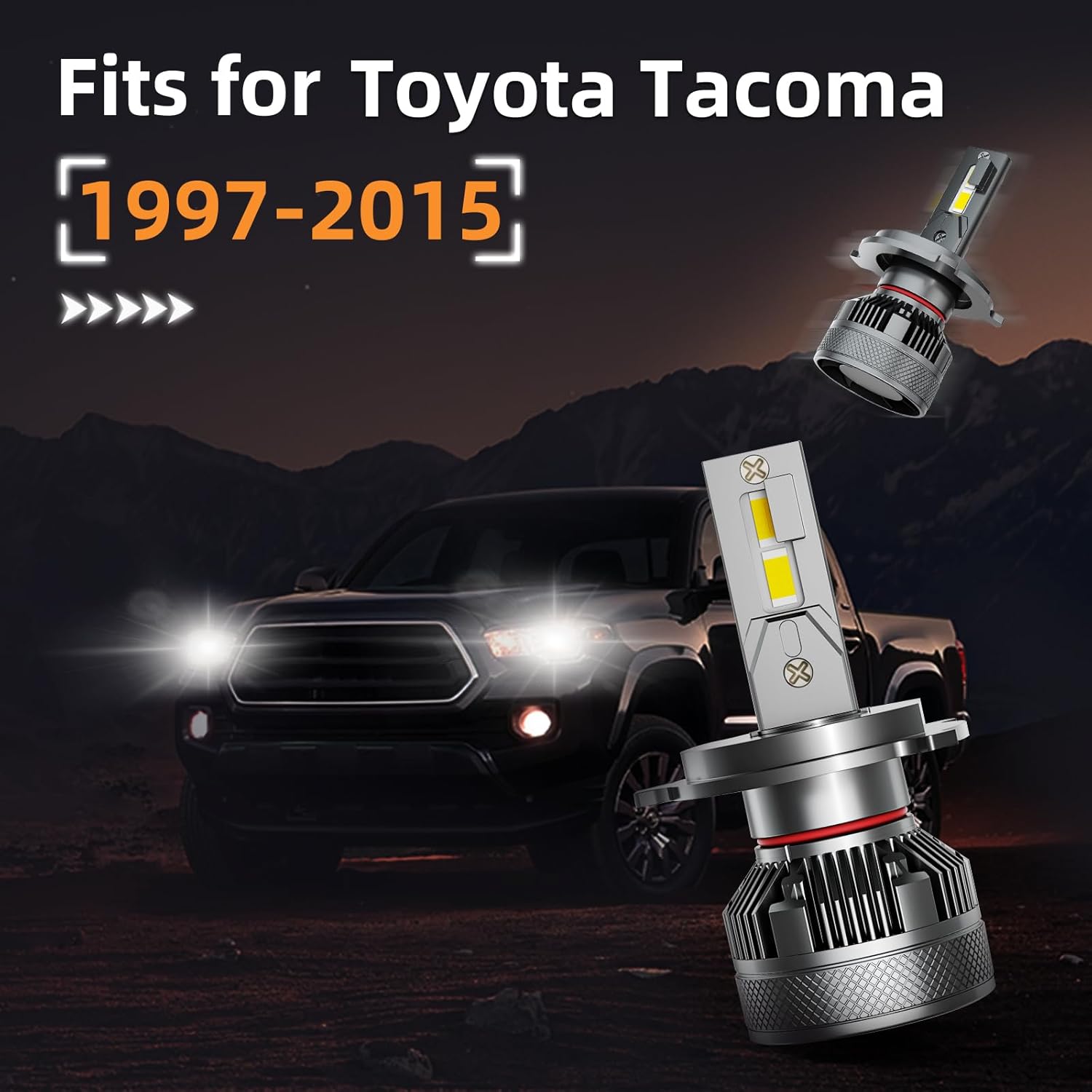 Fits for Toyota Tacoma 1997-2015 Hi/Lo Dual Beam Lights, 2pcs Super Bright 6000K White Hi/Lo Dual Beam Lights Blubs Package
