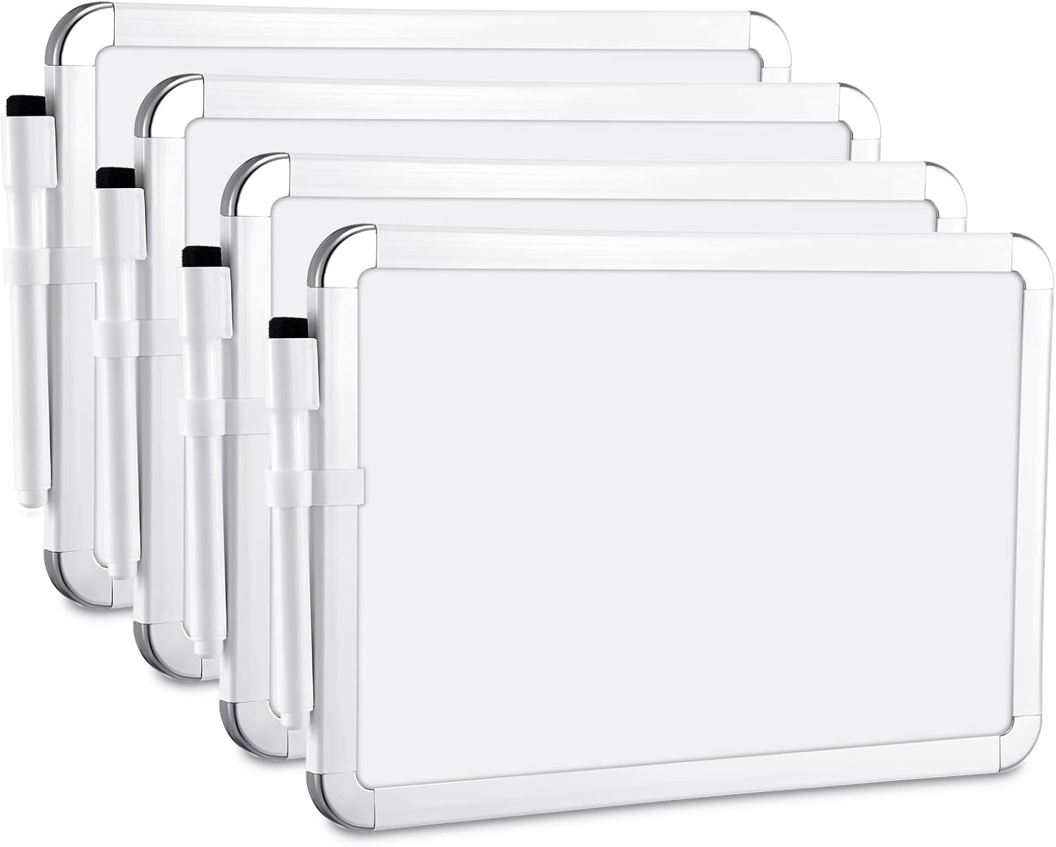 Sherr 4 Pcs Small White Board with Marker Pens for each board (Black)