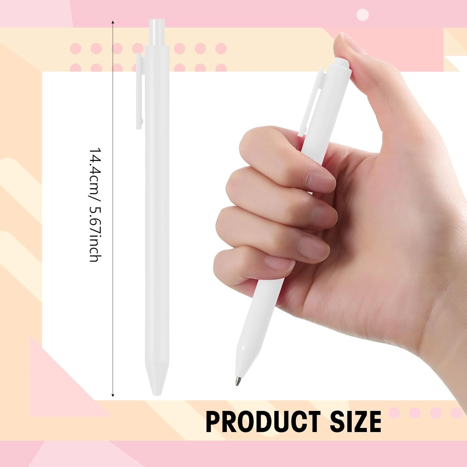 Fulmoon 50 Pcs Ballpoint Pens Bulk Retractable Comfortable Writing Pens Cute Christmas Supplies in Medium Point 1.0 mm for Teacher Office Home Baby Shower (White,Black Ink) White 50