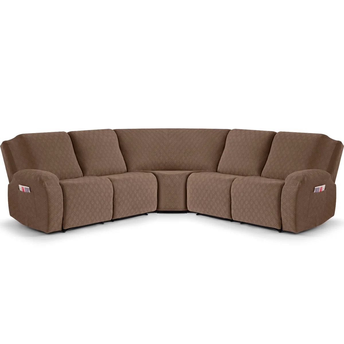 Harriet 5-Pieces Recliner Corner Sectional Sofa Slipcovers- Oversized Box Cushion Reclining Sofa Covers for L Shaped Couch with Pockets ( 5 Seater)