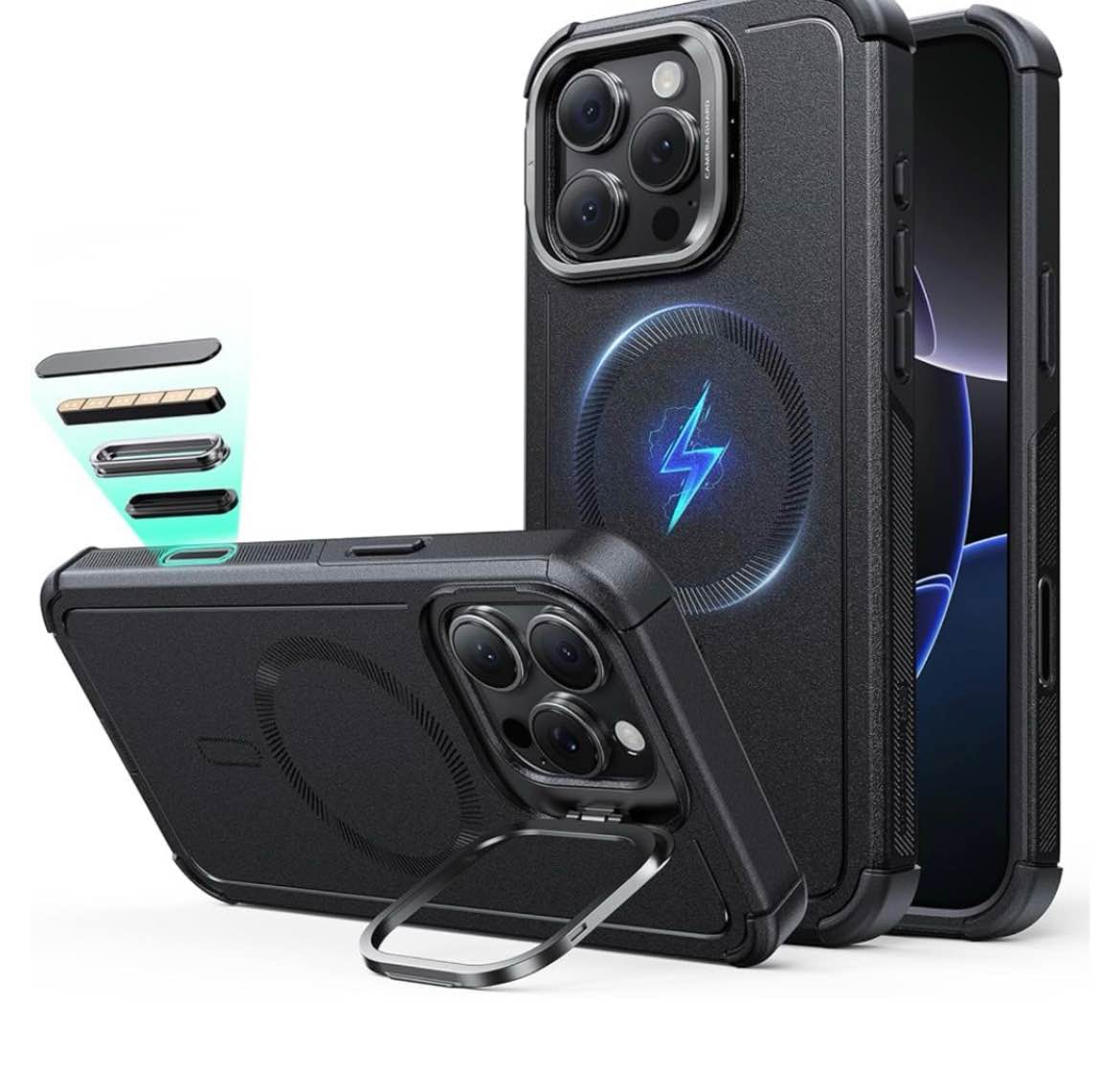 ESR for iPhone 16 Pro Case with Stash Stand, Camera Control, 23FT Military-Grade Shock-Absorbing Dro