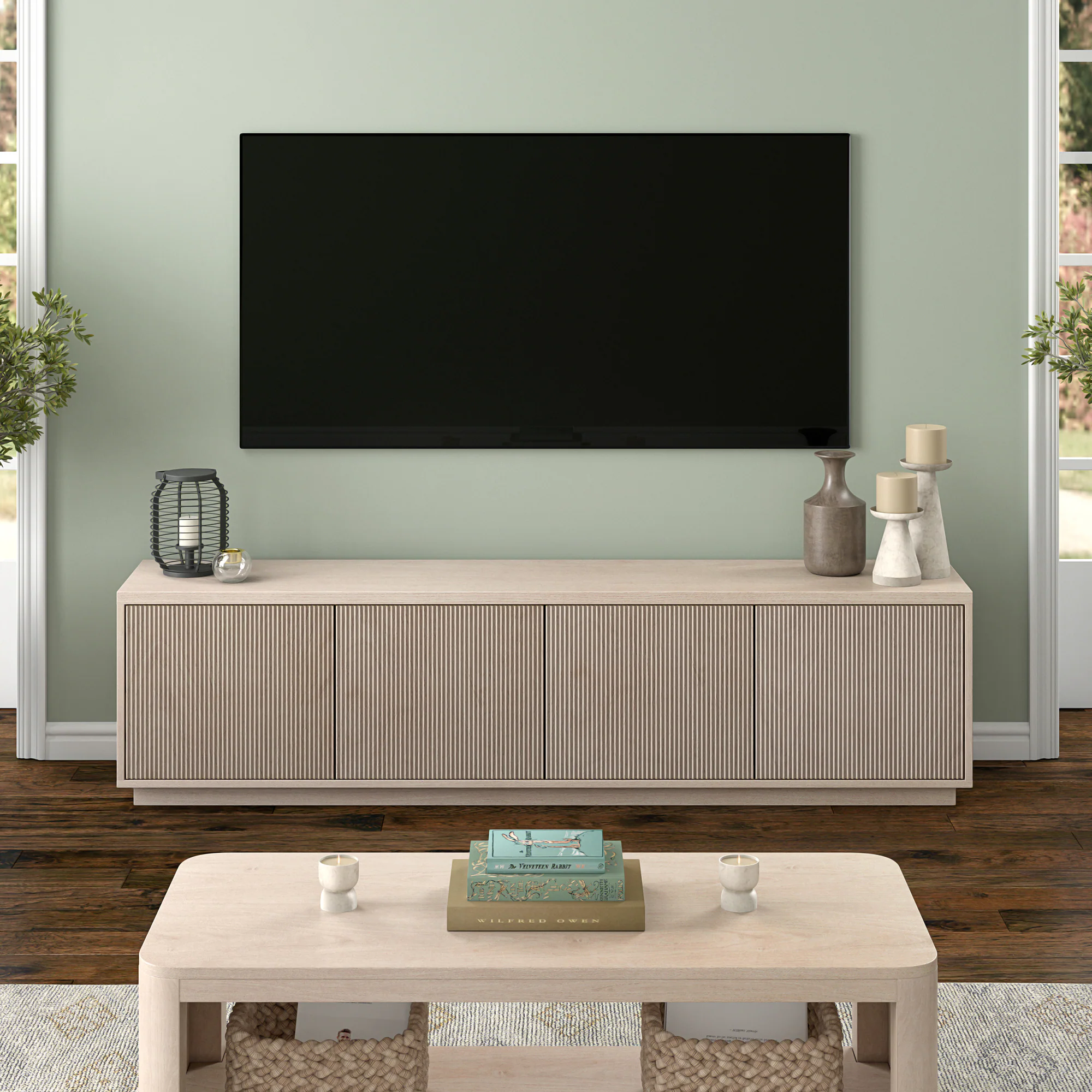 TV Console in Alder White Finish
