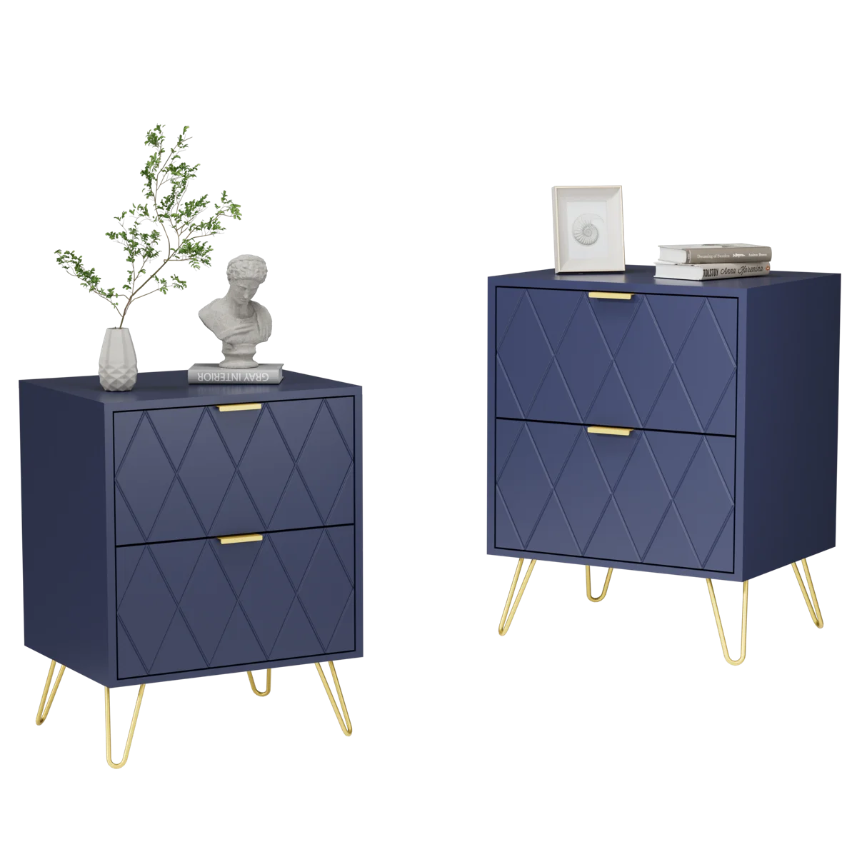 Marable 22.2'' Tall 2 - Drawer Steel Nightstand (Set Of 2)