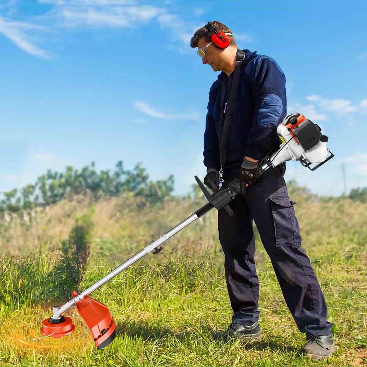 (damaged, no gas cap)36cc Gas Trimmer Edger Mower, 3 In 1 Grade Weed Wacker, Powerful 2 Stroke Gas String Trimmer Yard Tool, Carb Compliant Lawn Equipment, Quick Start Grass Cutter