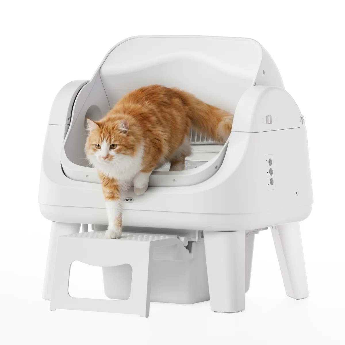 AS12 Automatic Cat Litter Box Self-Cleaning with Safety Protection, Liners, Mat and Front Entry Step Included, Full