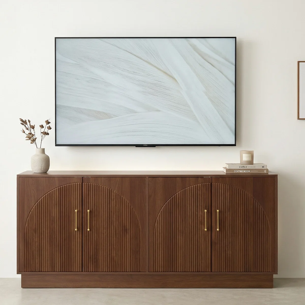 Mid-Century Fluted TV Stand with Storage Fits TVs up to 75"