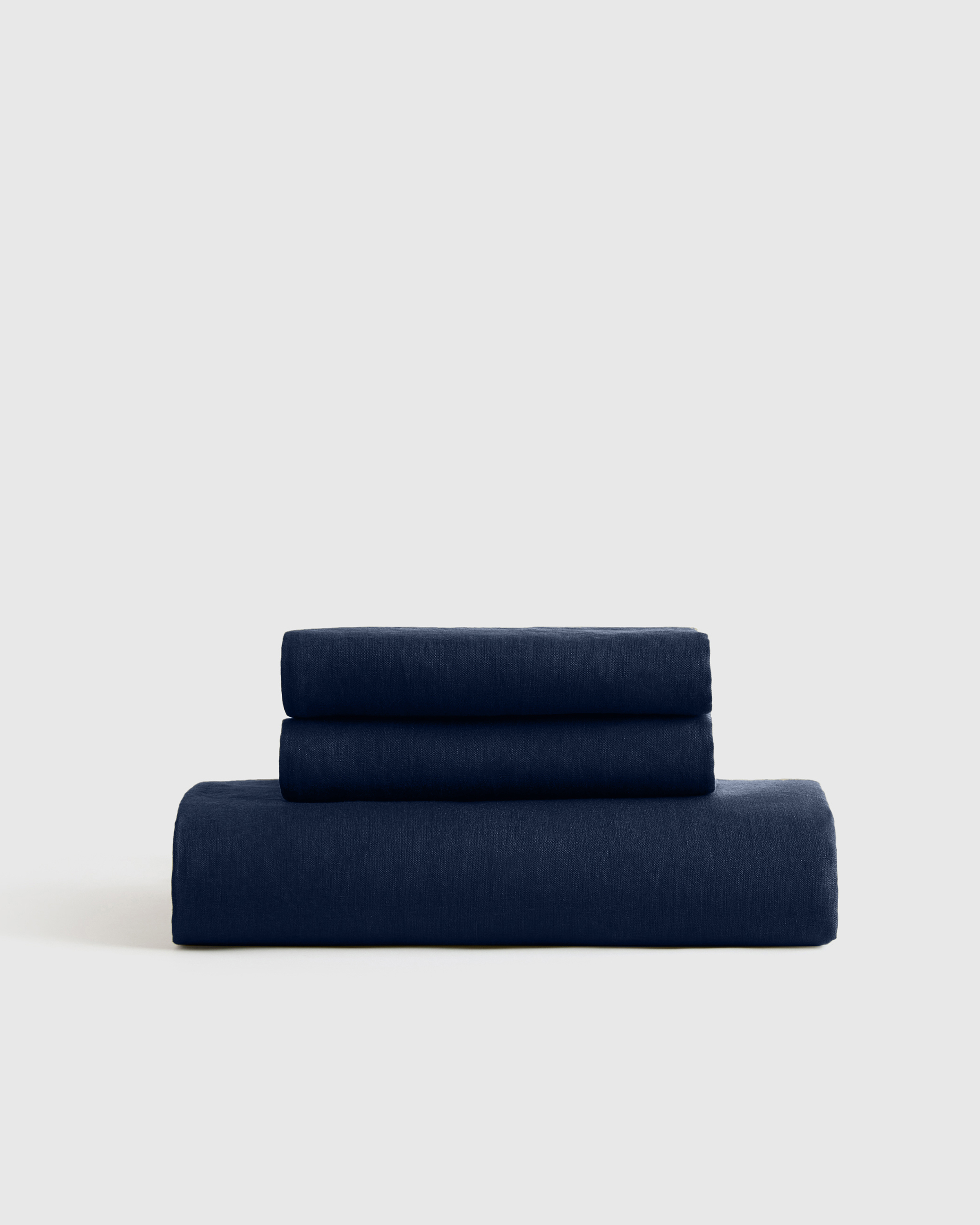 European Linen Fitted Sheet Set, Full, Navy