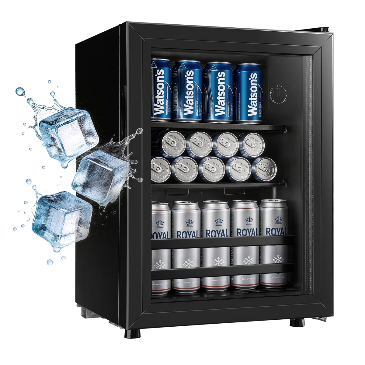 WANAI Beverage Fridge, 45 Can Mini Fridge With Glass Door, Beverage Cooler Refrigerator, Wine Drink Beer Cooler, Adjustable Shelves & Temperature Control, Ideal Drink Cooler for Soda, Wine & Beer in Home or Office