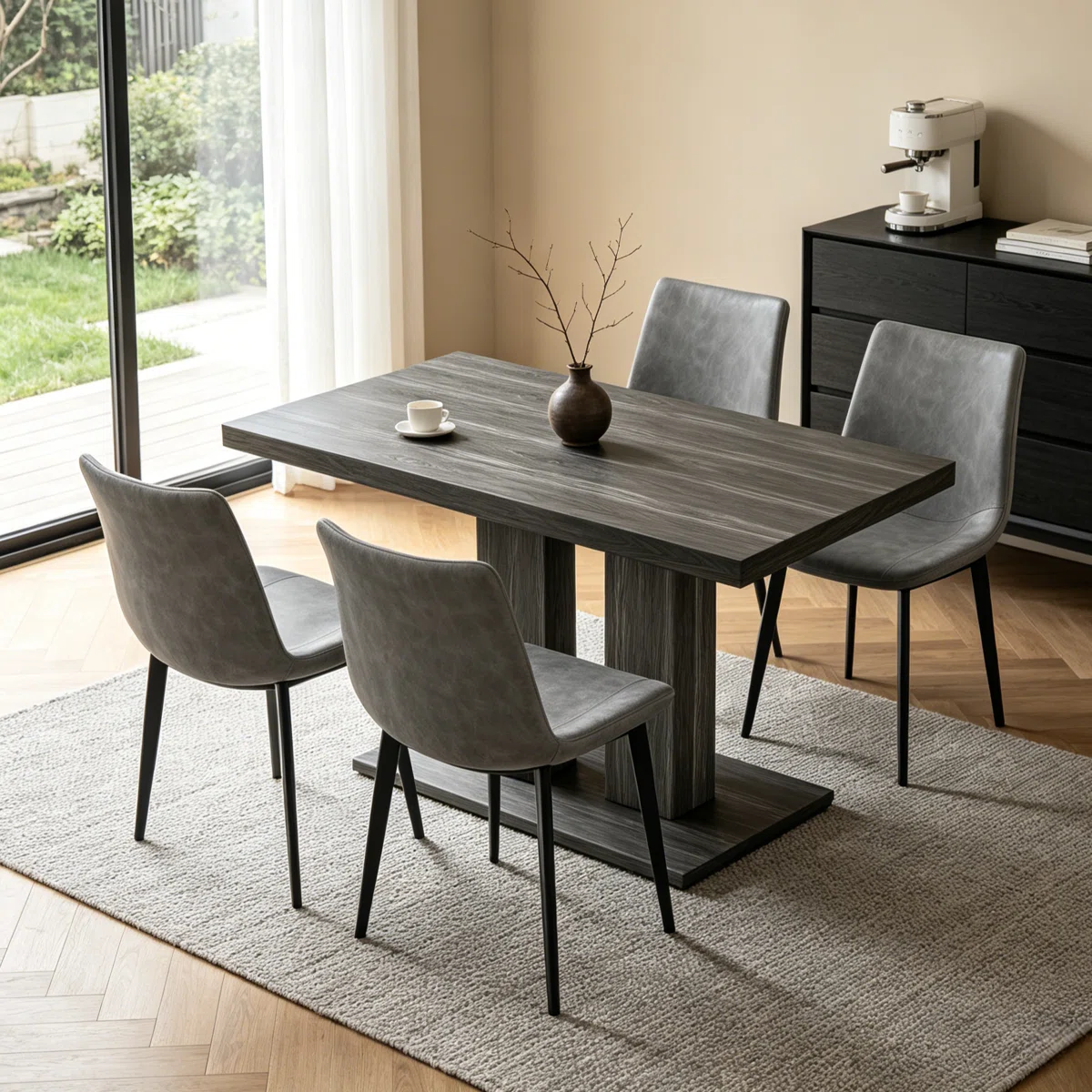 Modern 46" Dining Table, Rectangular Kitchen Table With Oak Finish, Compact Dining Room Table For 4, Sturdy Construction For Home, Apartment, Small Spaces Oak Wood