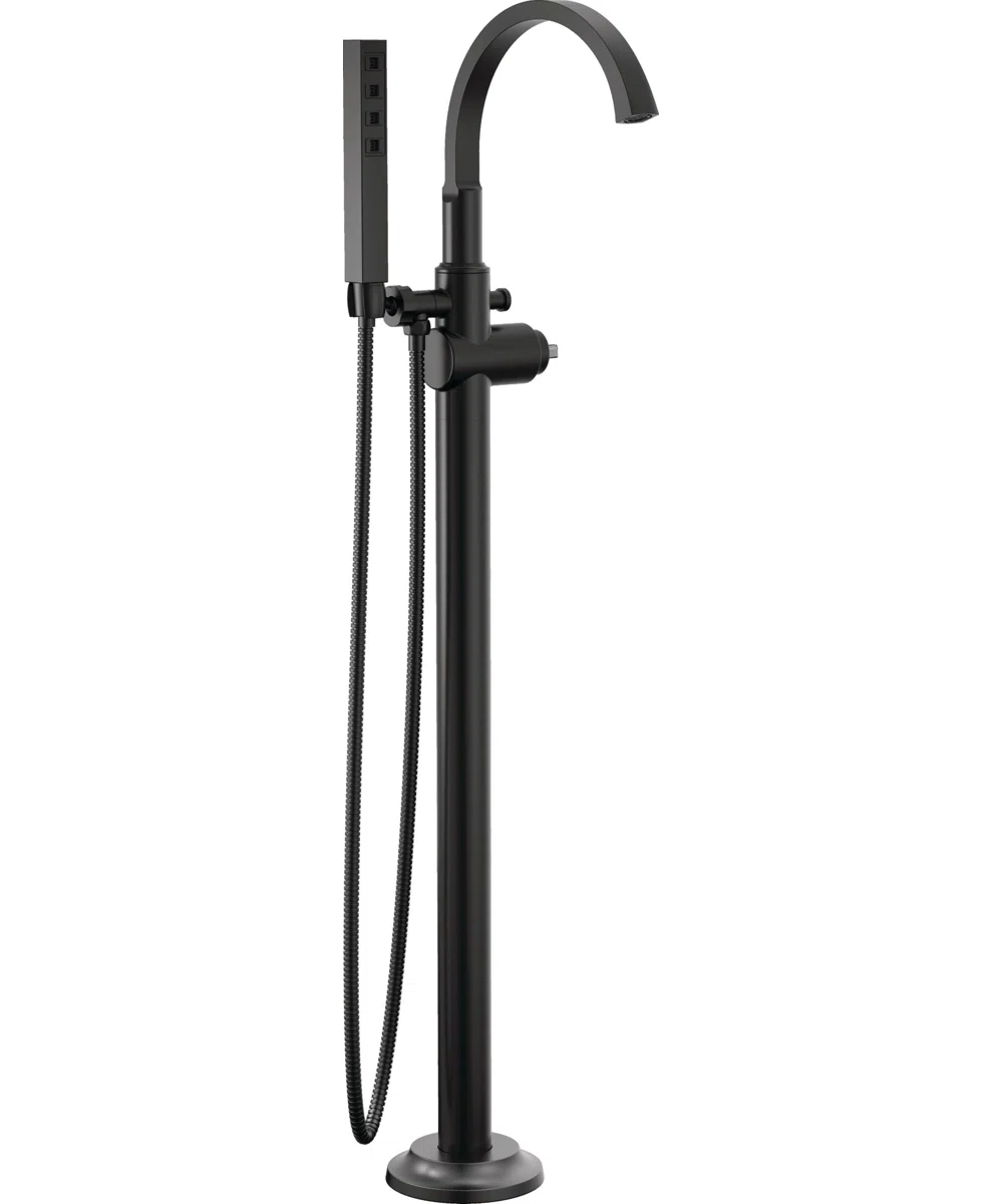 Tetra Freestanding Tub Filler with Hand Held Shower, Bathtub Faucet, Floor Mount Tub Faucet
