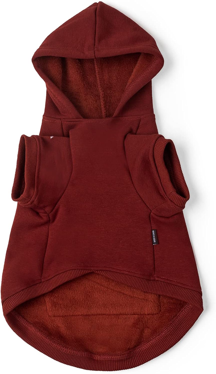 Koneseve Dog Hoodie Fleece Puppy Clothes Warm Sweater with Hat for Small Dogs Cat Hooded Shirt Kitten Pet Basic Hoodies Sweatshirt with Pocket Doggie Soft Winter Coat Apparel (Red; XL) XL-(15~24lb) | Chest(~20.8) Red