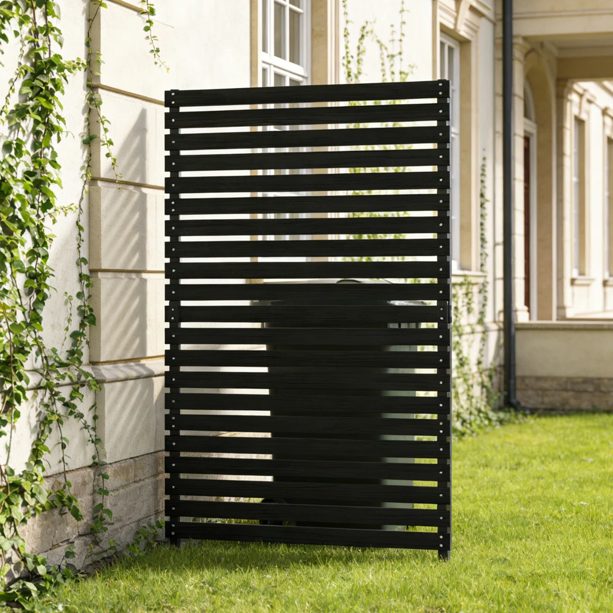 38" W X 71" H Privacy Fence Screen, Outdoor AC Unit Enclosure, Weatherproof Pool Equipment & Trash Can Concealer, Black