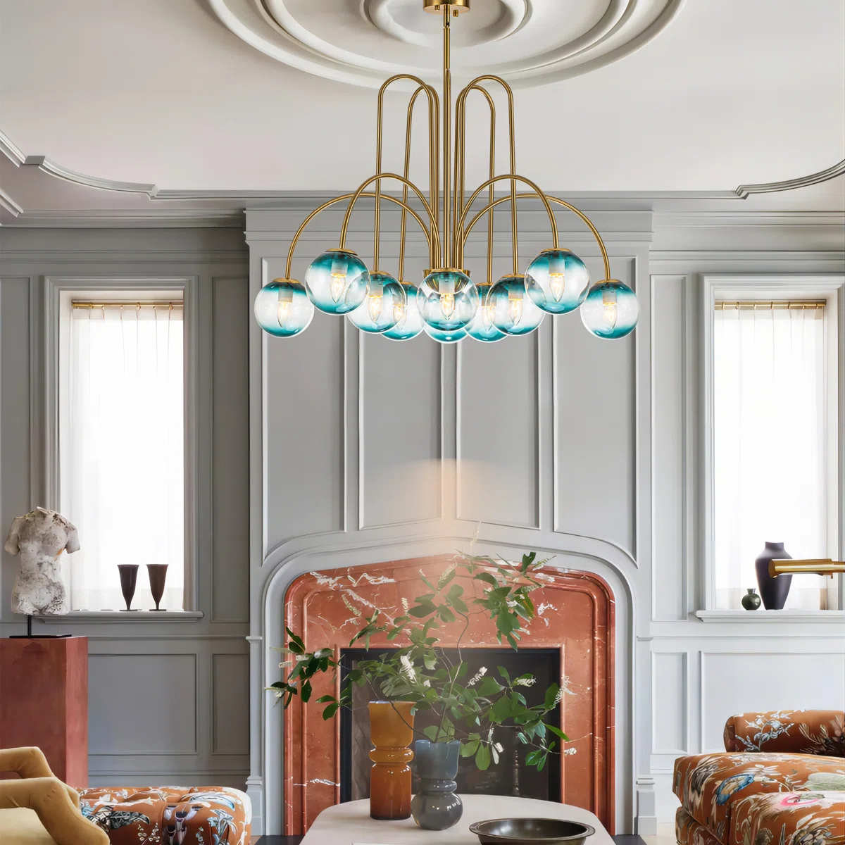 Bradrick 10 - Light Sputnik Glass Bubble Chandelier for Dinning Room