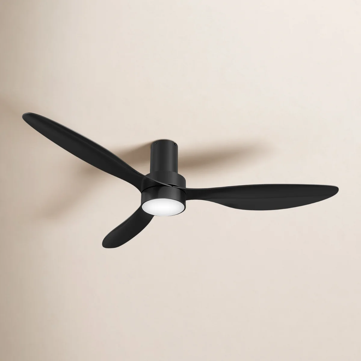 52"  3 - Blade LED Flush Mount Ceiling Fan with Remote Control and Light Kit Included