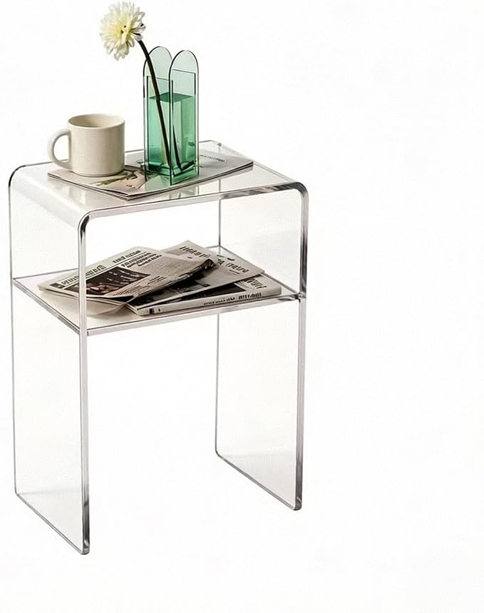 Betzabet Acrylic Side Table, Bedside Table Nightstand