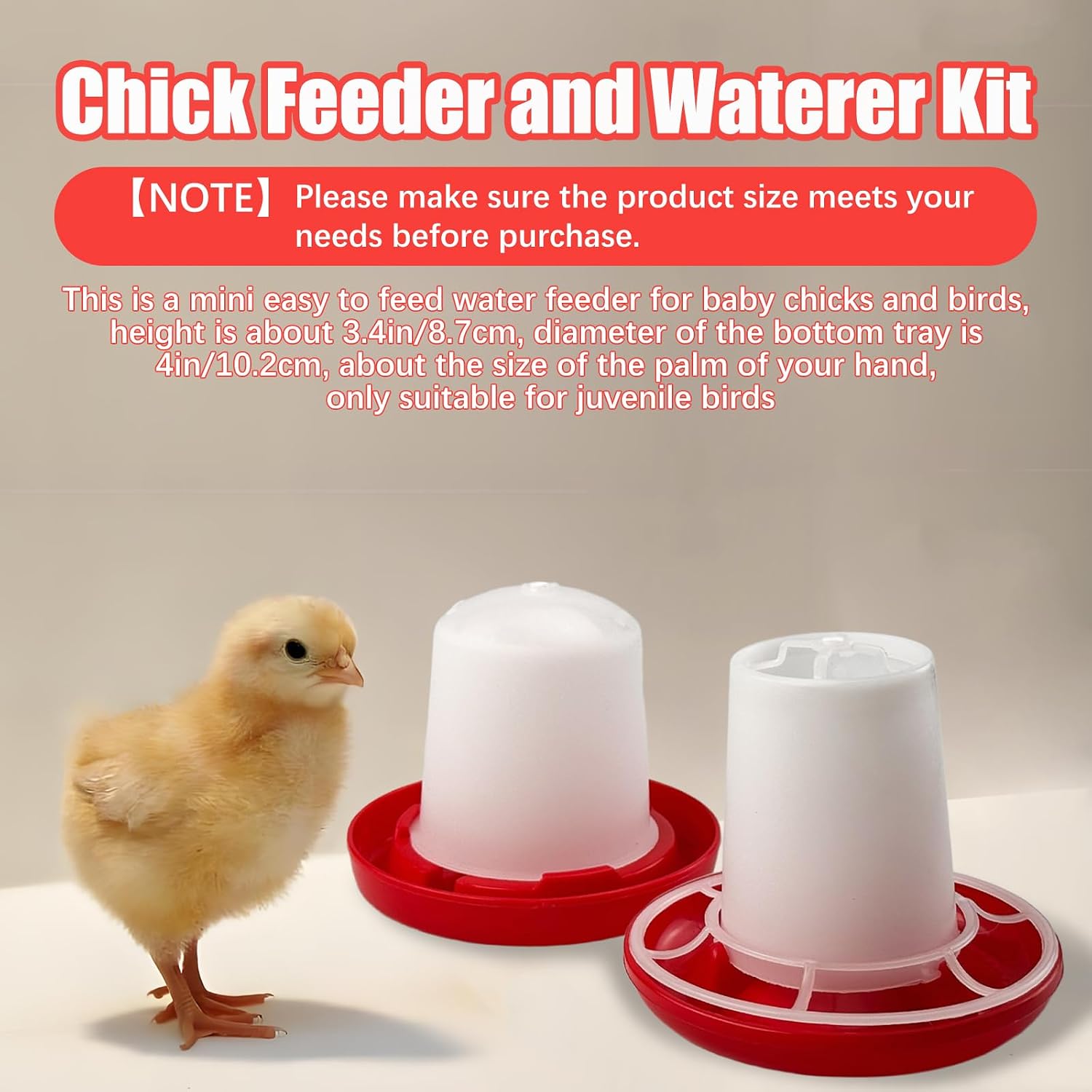 Chicken Feeder and Waterer Set, Chick Poultry Feeding Equipment Kit Automatic Feeding and Watering for Baby Turkey Guinea Fowl Quail Pigeons Ducks(0.35Lbs + 160ml)