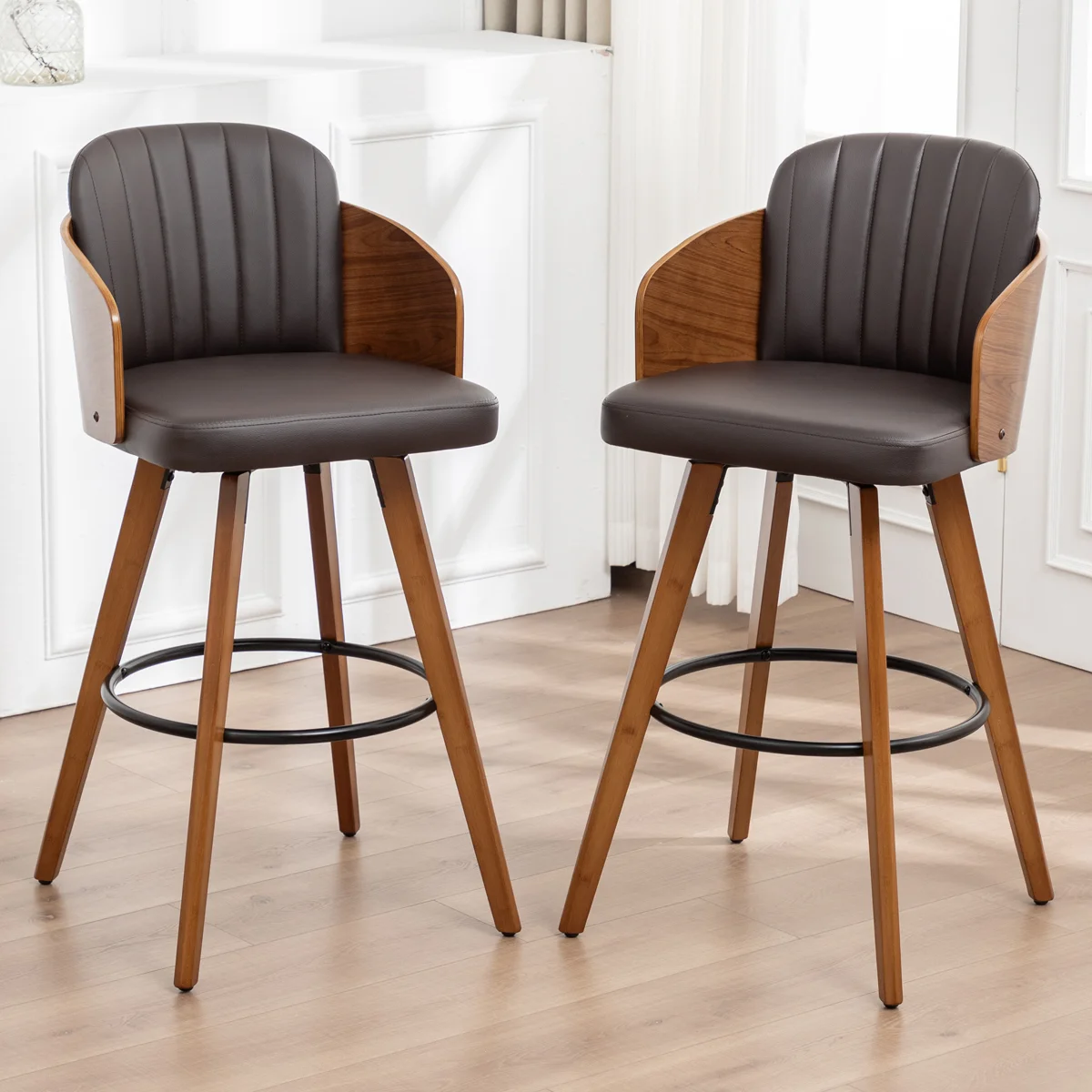 Ljubka Faux Leather Swivel Stools