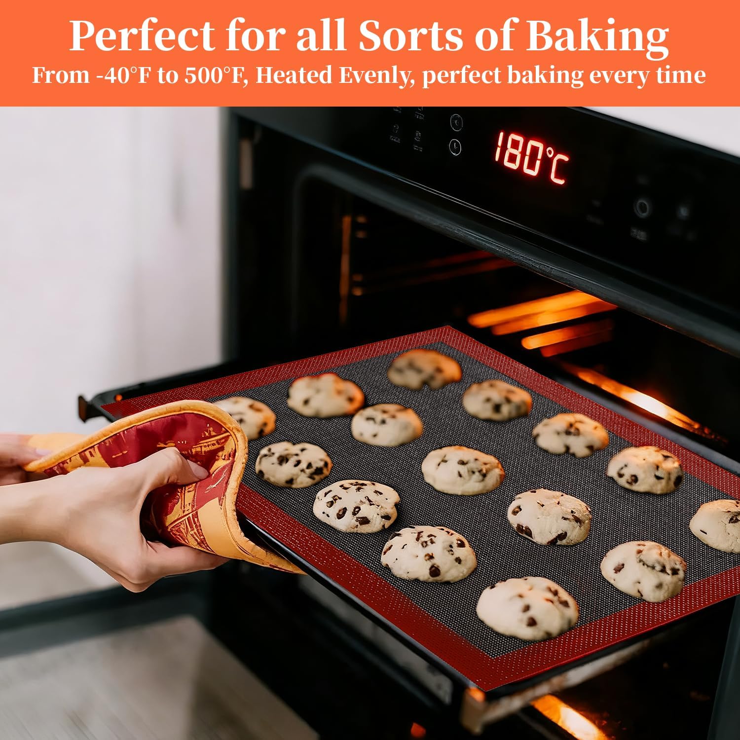 Silicone Rectangular Baking Mat, Non-Stick, Reusable, Dishwasher Safe, Food Safe, Heat Resistant 22 x 15,2-Pack(2, 22 * 15)