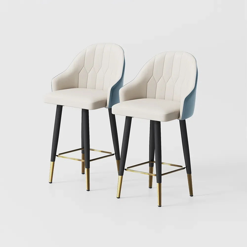 Vera - Modern Leather Counter Height Bar Stools Set Of 2