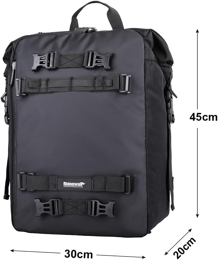 Rhinowalk Motorcycle Tail Bag 30L Waterproof Motor Pannier Travel Luggage Motorbike Rear Rack Trunk Storage Professional Accessories-Black Black-30L 30L