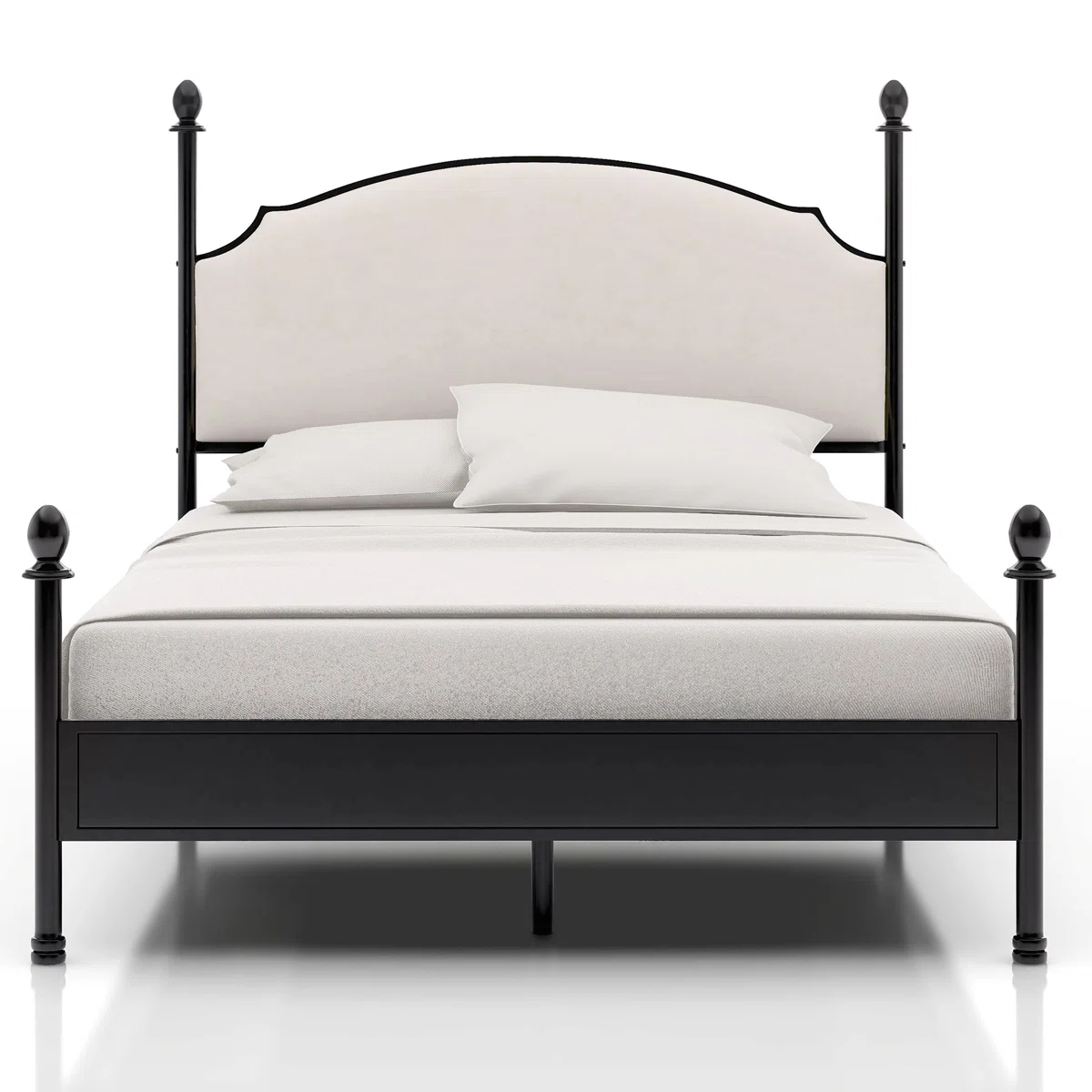 Fawnda Metal Four Poster Bed with Upholstered Headboard