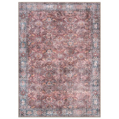 Antique-Inspired 100% Polyester Non-Slip Area Rug