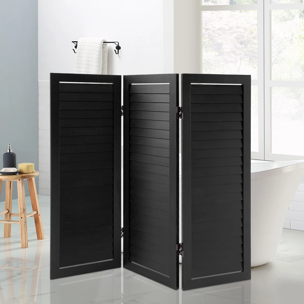 3 Panel Room Divider Screen Freestanding Folding Room Divider Wood Room Partition