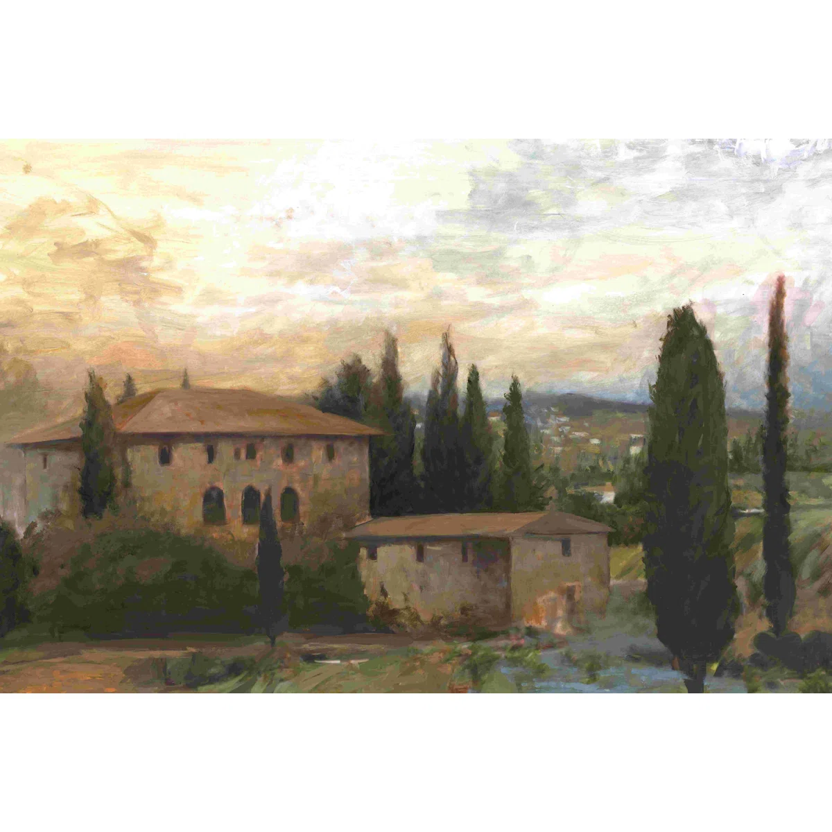 Tuscan Villa Sunset - Wrapped Canvas Painting