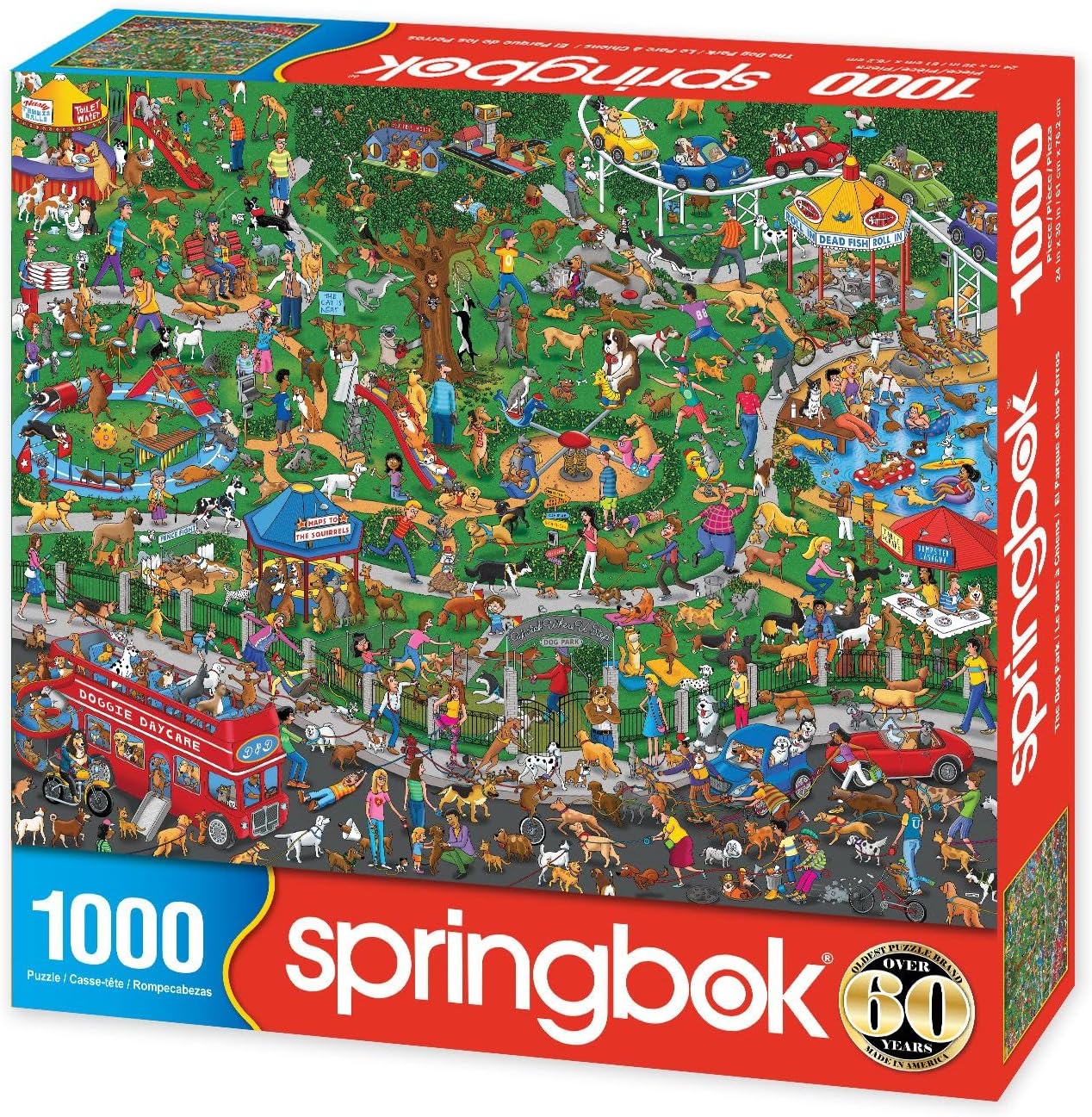 Springbok The Dog Park 1000 Piece Jigsaw Puzzle for Adults Features a Fun and Colorful Dog Park Full of Dogs and Their Antics Multicolored