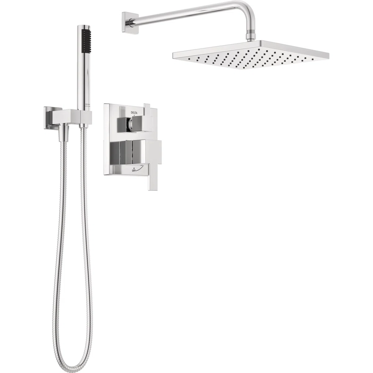Modern Square Rain Shower System Faucet Set, Rainfall Shower Head and Handle Set