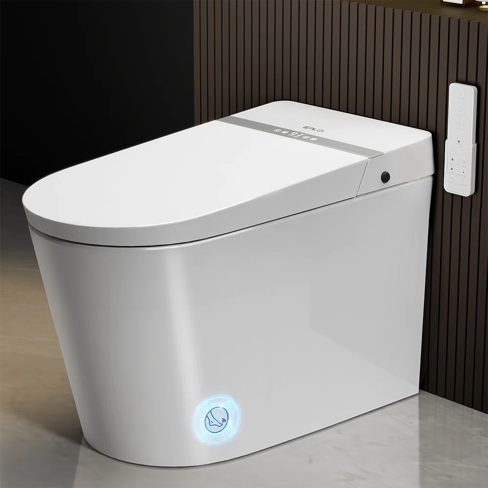 Smart Toilet Bidet Dual-Flush, LED Digital Display, Auto Open/Close Lid, Foot Sensor Open Seat/Close Lid & Flush,Blackout Flush,Elongated Bidet Toilet