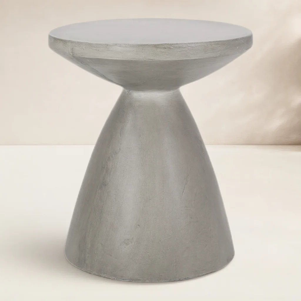 Jacqueline Modern Accent Outdoor Lightweight MGO Side Table with Hourglass Silhouette