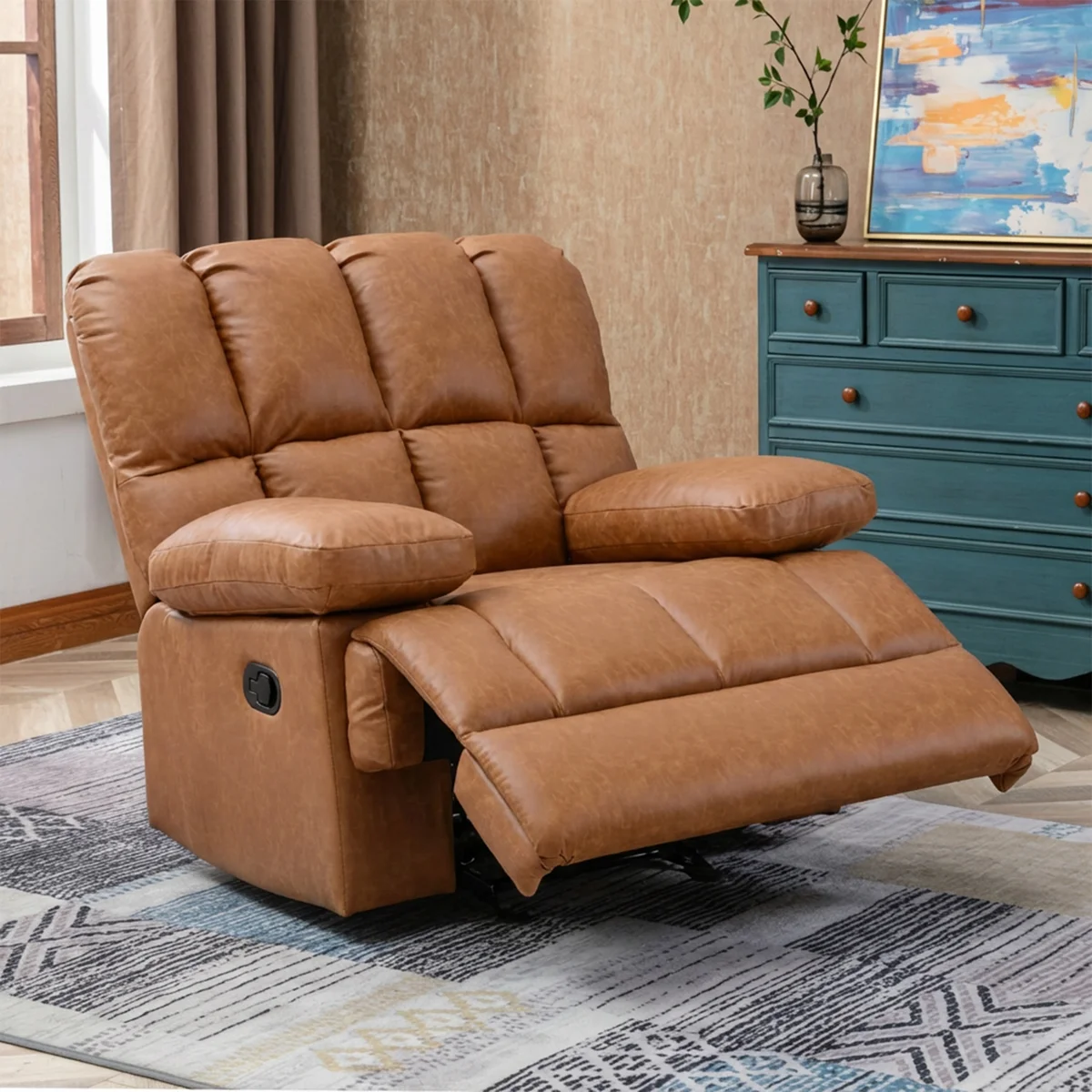 Brisen 44.5'' Wide Classic and Soft Faux Leather Glider Manual Recliner