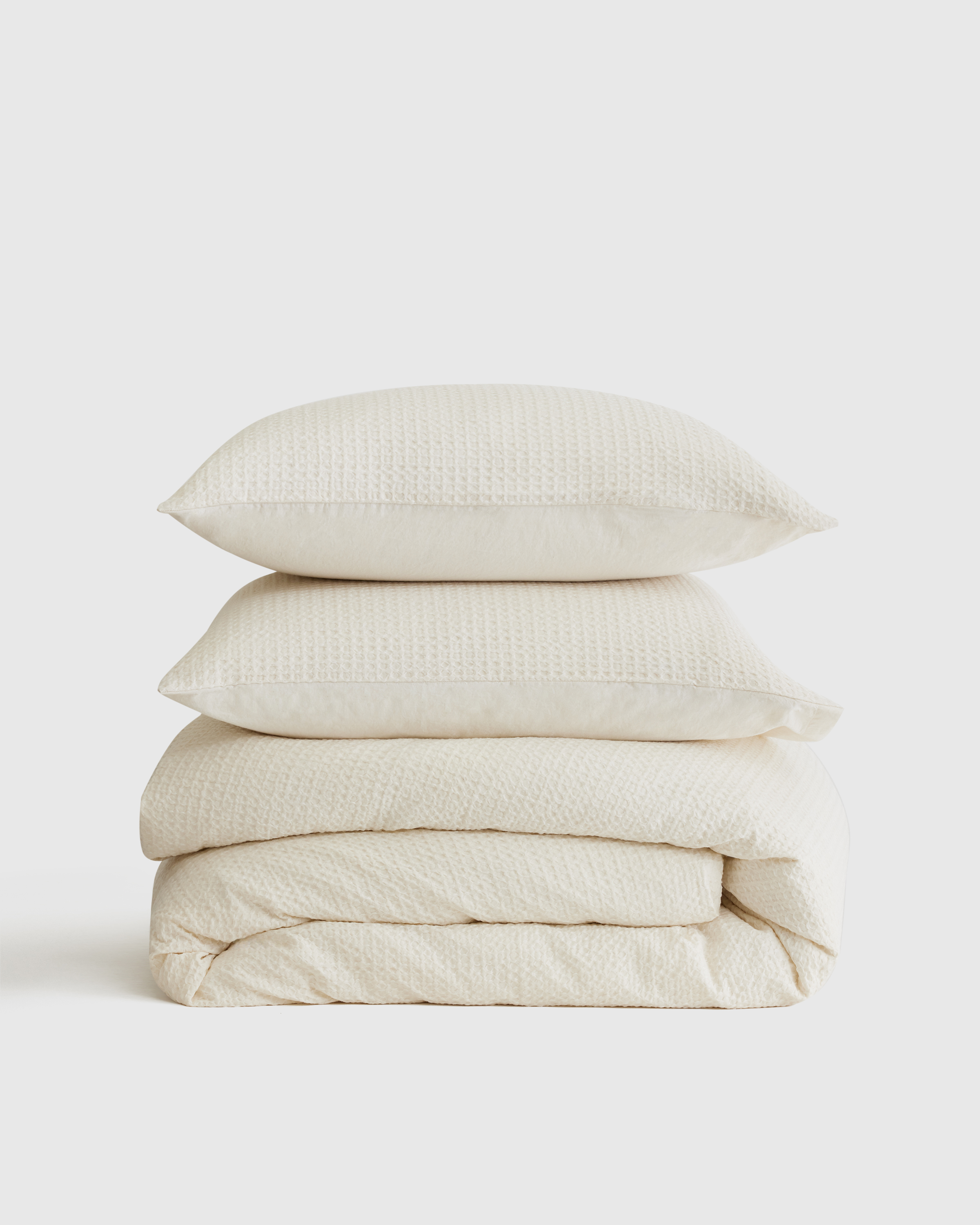 Organic Luxe Honeycomb Duvet Cover Set, King/Cal King, Undyed