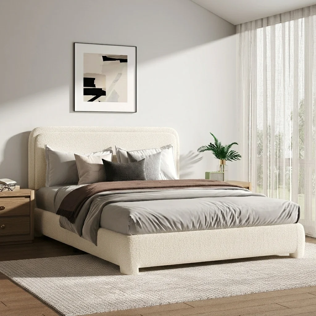 Bensu Boucle Upholstered Platform Bed