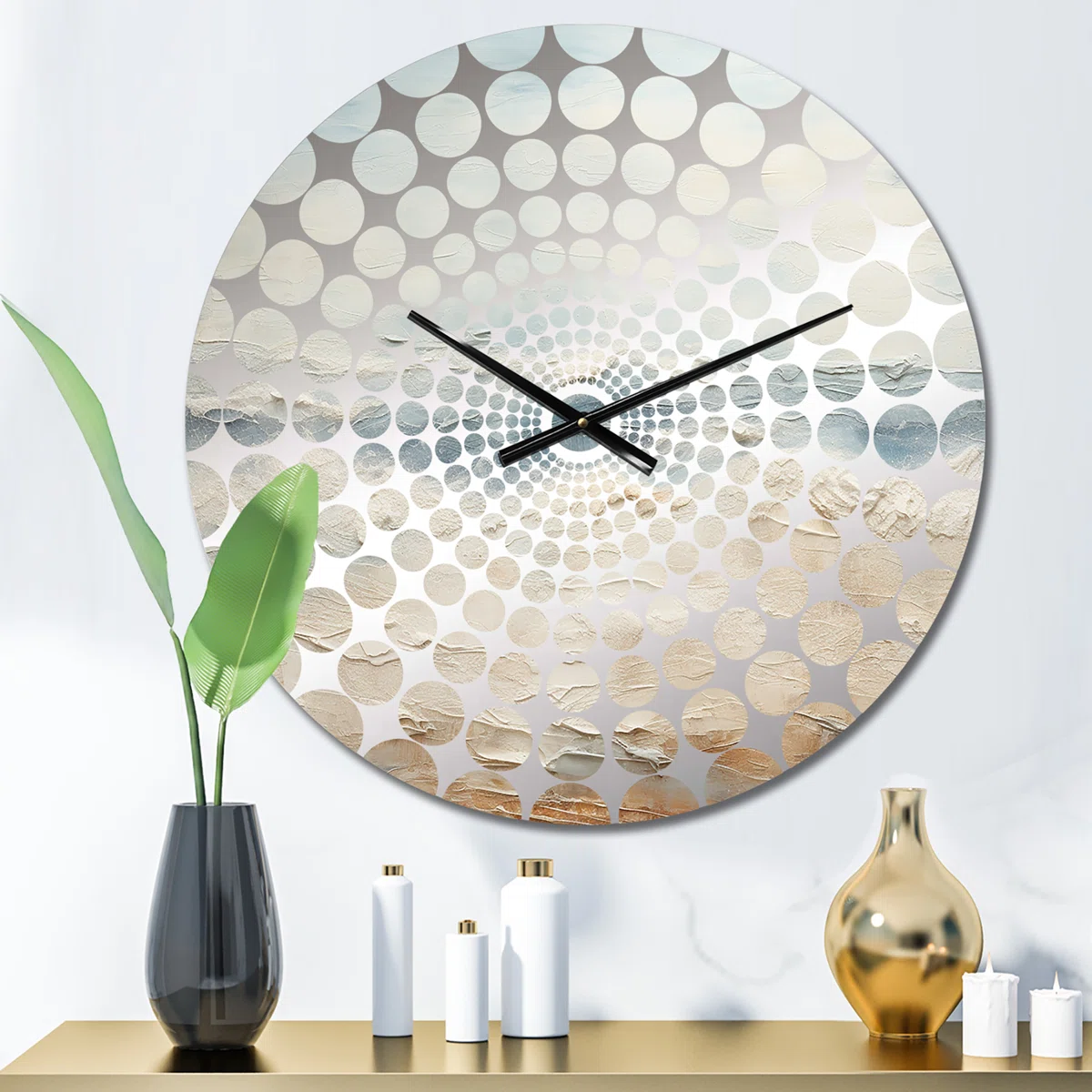 Modern Coastal Beige And Grey River - Coastal Ocean Wall Clock