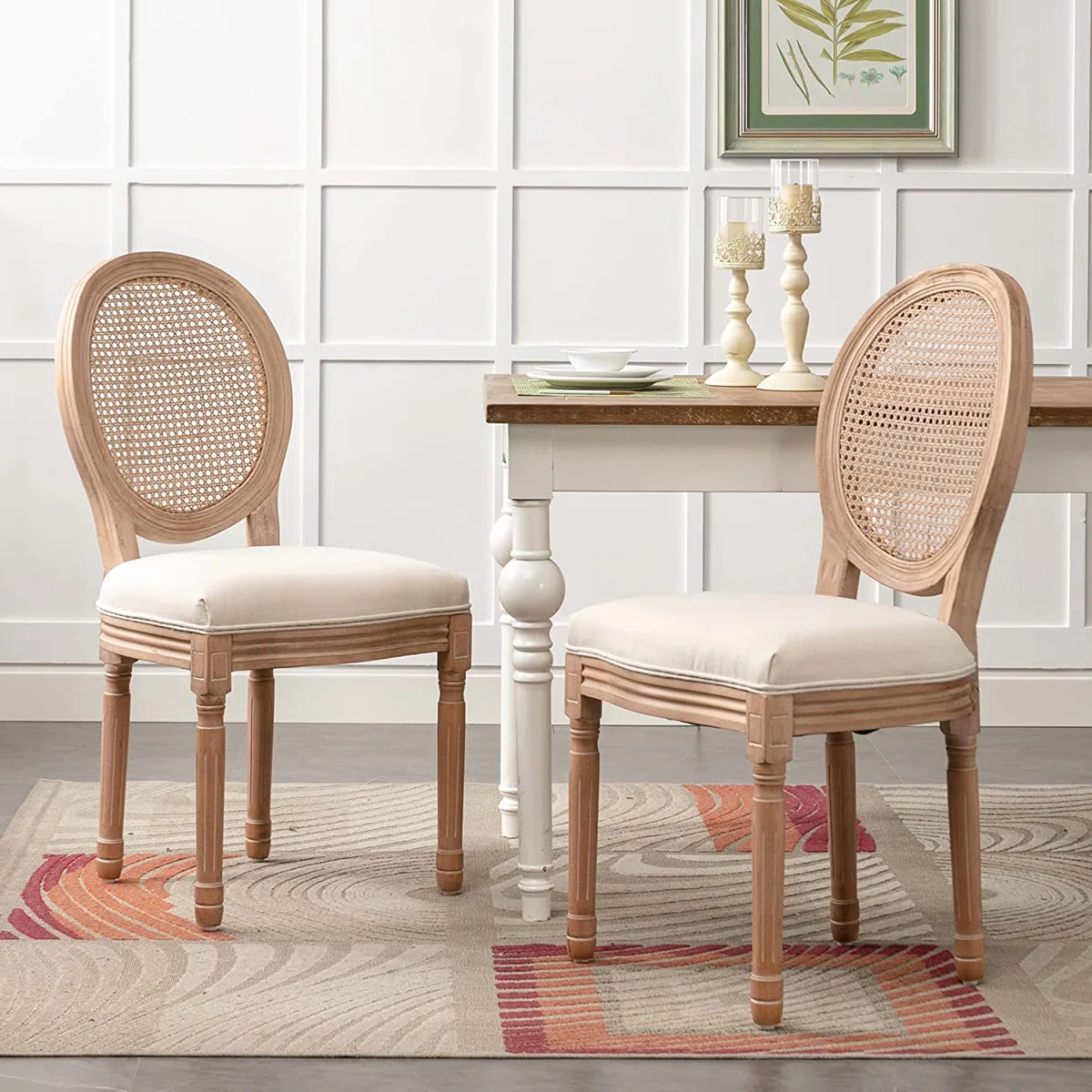 Atai King Louis Back Side Chair in Beige/Oak