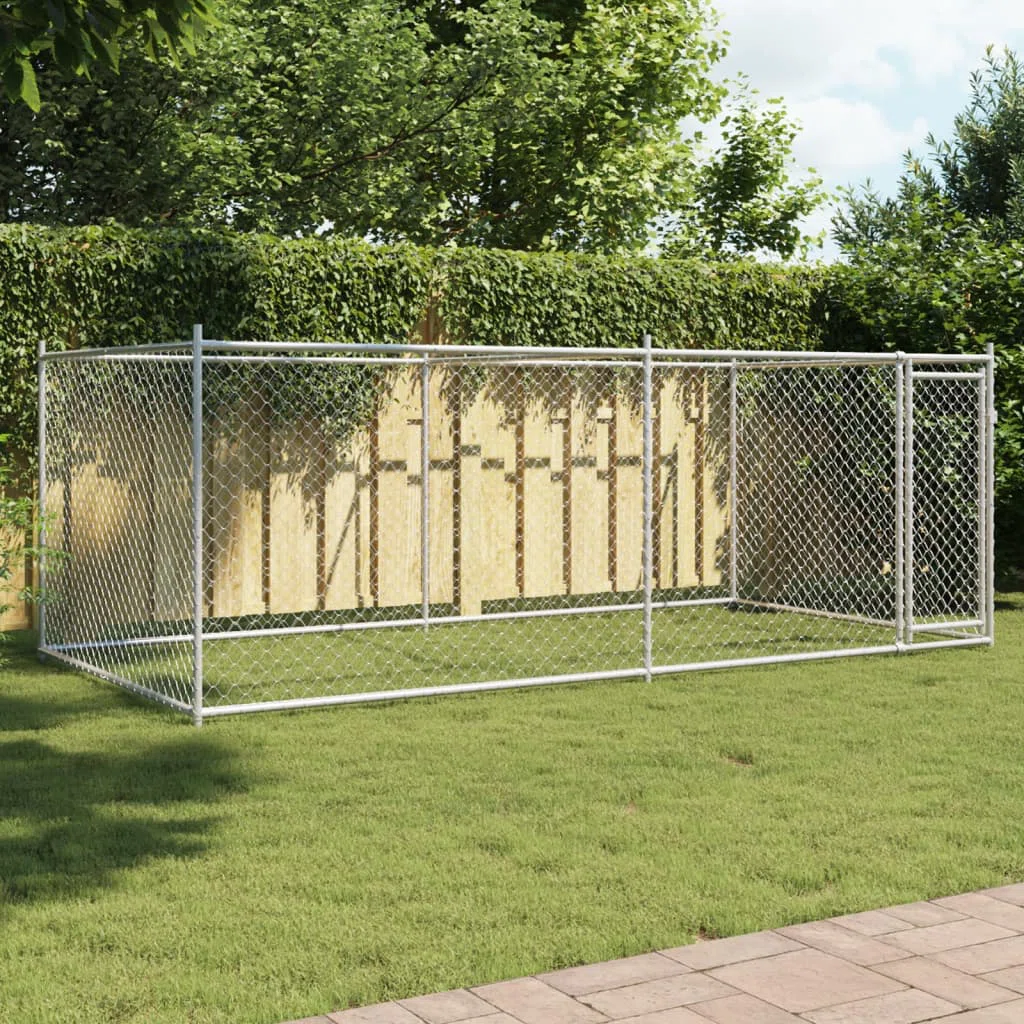 Vidaxl Dog Cage Grey Galvanized Steel Large Durable Dog Cage