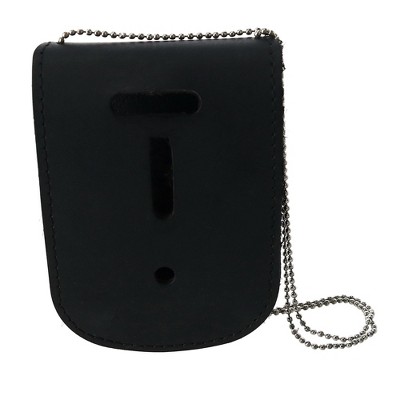 Leather Badge Holder with Ball Chain Necklace for Police/Security ID