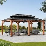 rosewood 12 x 20 cedar framed hard top gazebo