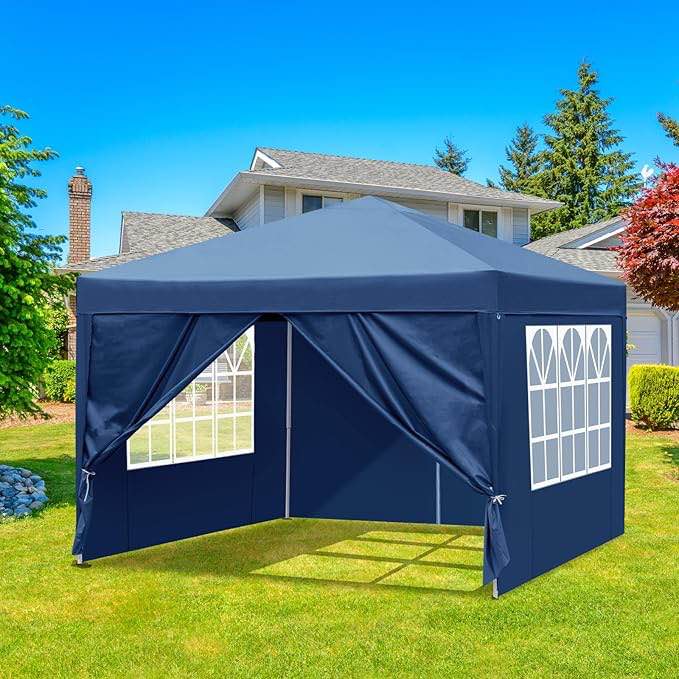 Pop Up Canopy Tent with 4 Sidewalls, Waterproof Outdoor Canopy with Air Vent, Instant Portable Camping Canopies Gazebo for Wedding BBQ Commercial Party