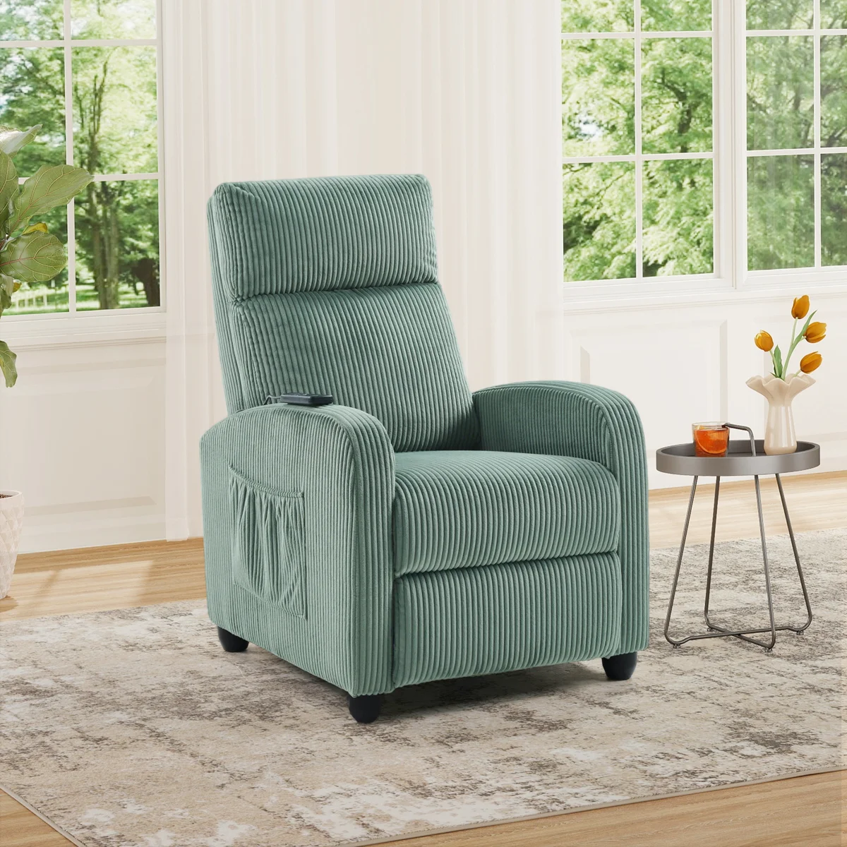 Maleah 25.59'' Wide Classic and Soft Padded PushBack Massage Recliner with Remote Control