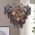 Dia 18.5 Inches, 5-Light Modern Farmhouse Chandelier With Unique Glass Shade