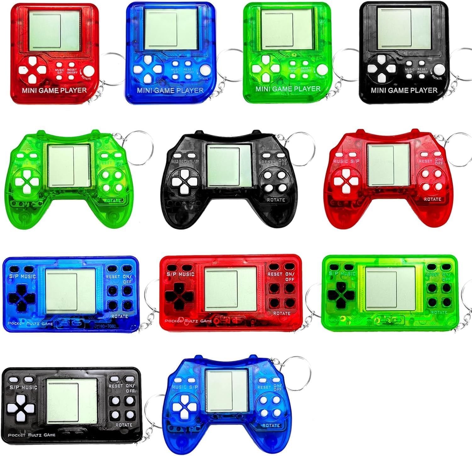 12 Pcs Video Game Party Favors for Kids, Video Game Keychain, Mini Gamer Party Favors, Gaming Party Decorations, Birthday Party, Classroom Prizes, Goodies Bags Stuffer 12 Transparent