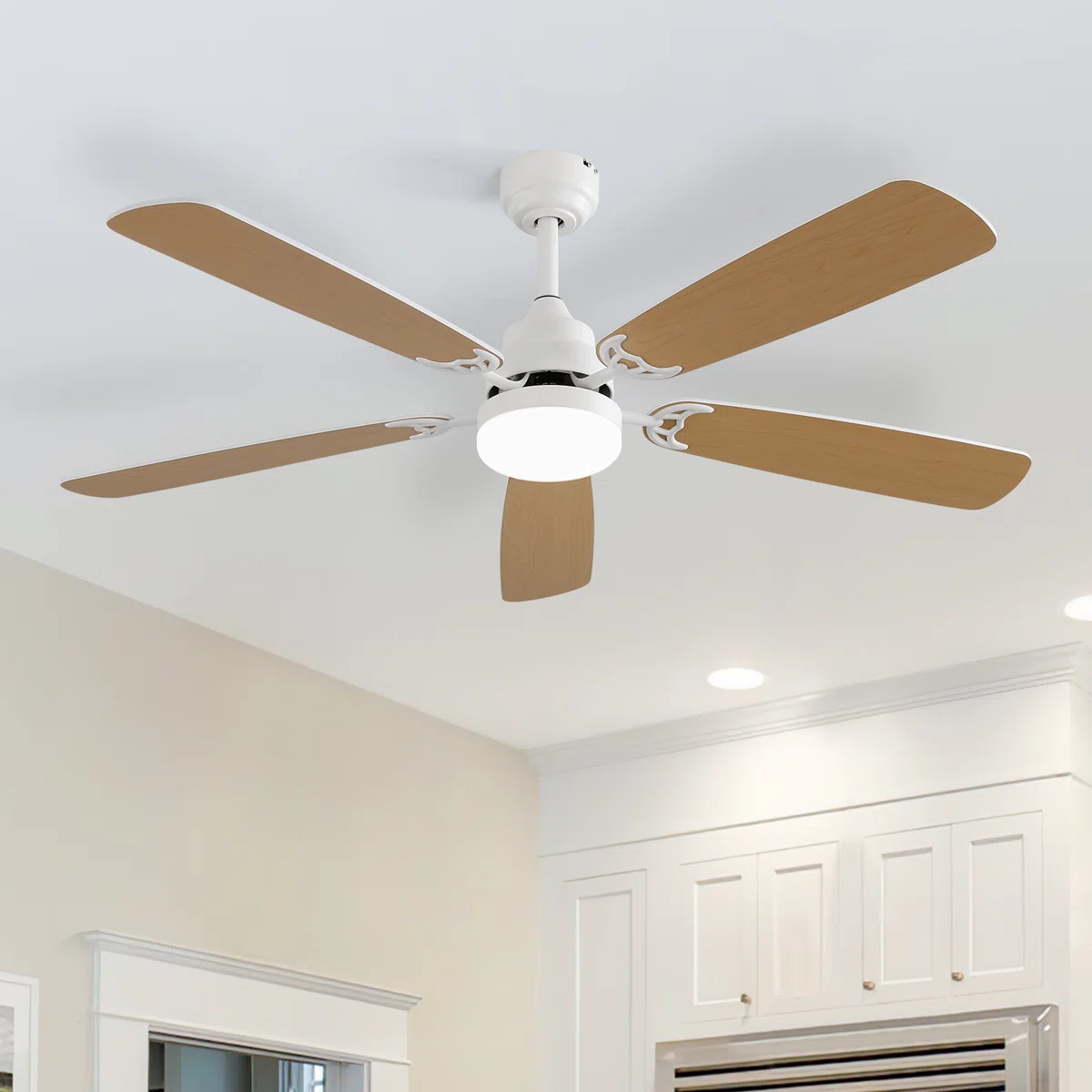 Derick 5-Blade Modern Ceiling Fan with LED Light and Remote Control