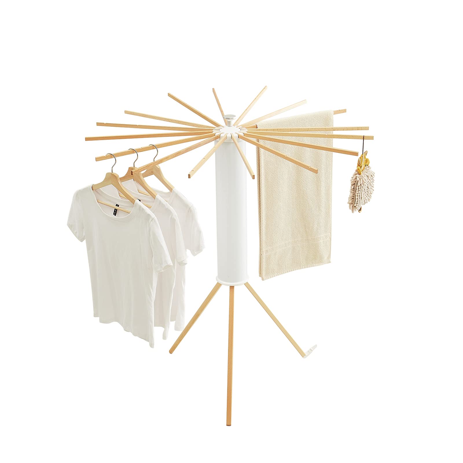 JOOM Tripod Clothes Drying Rack, Garment Rack Portable and Foldable Space Saving Laundry Drying Rack - Drying Rack Clothing Floor Folding Balcony Bedroom Household Wooden